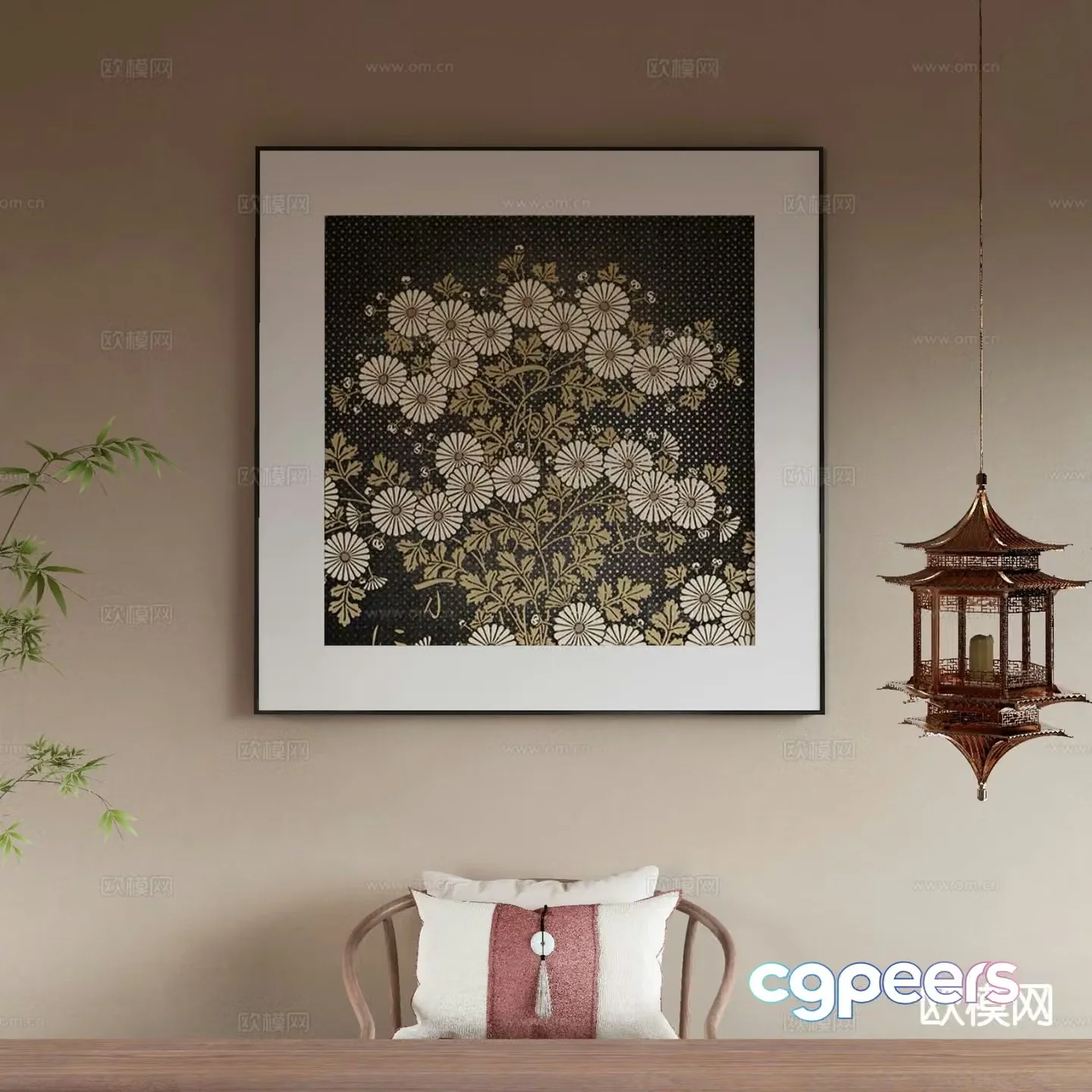 New Chinese style art painting flower painting decorative painting 3d model
