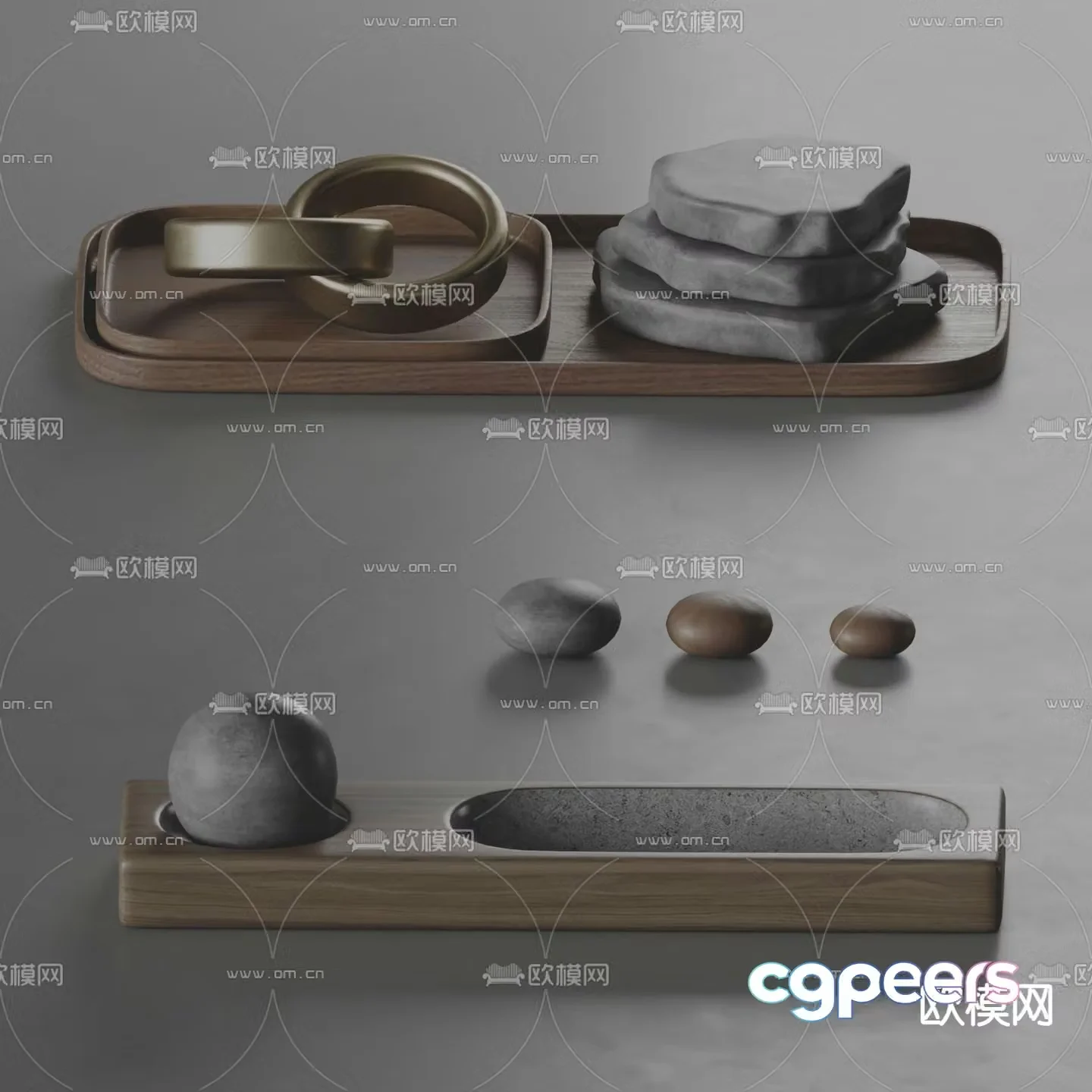 CB2 stone ornaments Zen ornaments 3D model