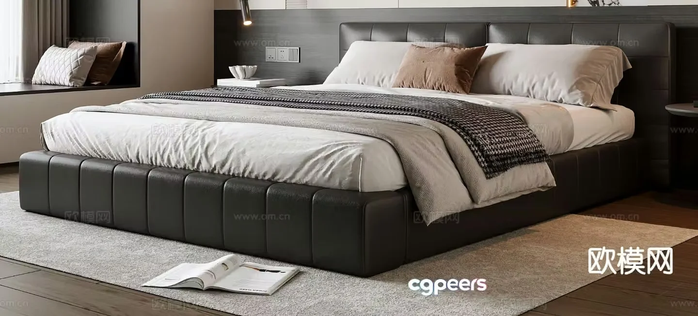 Italian double bed 3d model