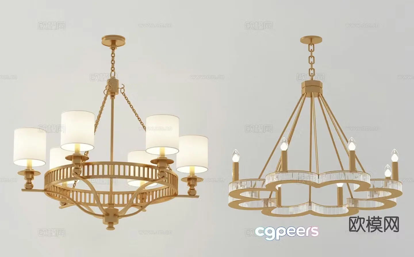 Simple European multi-head chandelier candlestick chandelier 3D model