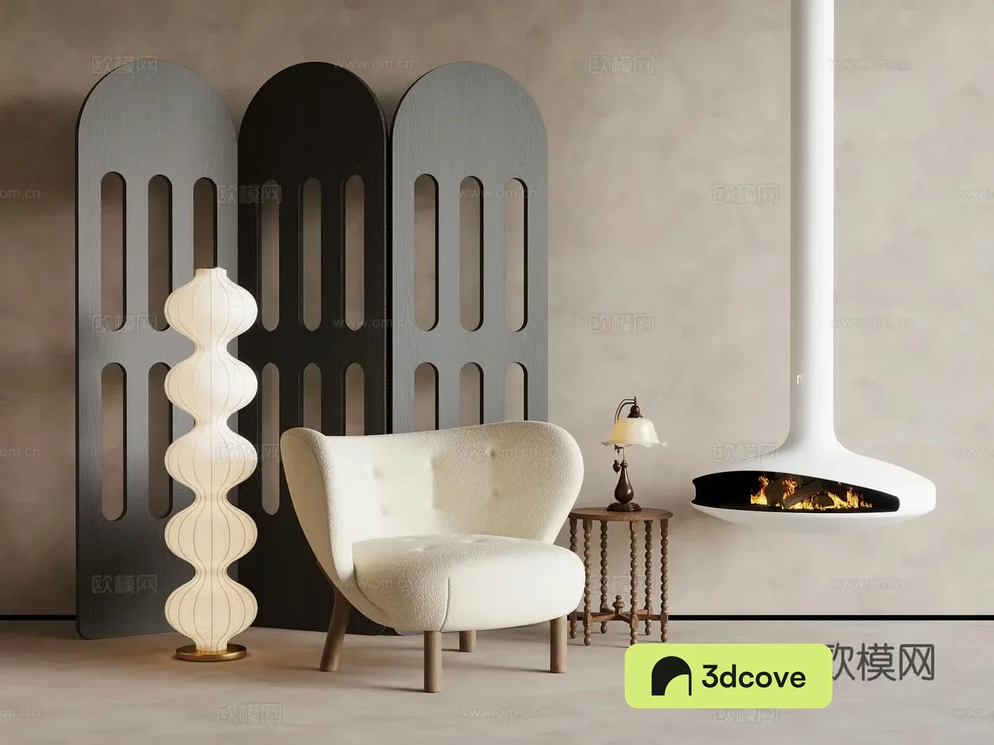 Casual sofa French casual sofa side table screen partition floor lamp fireplace
