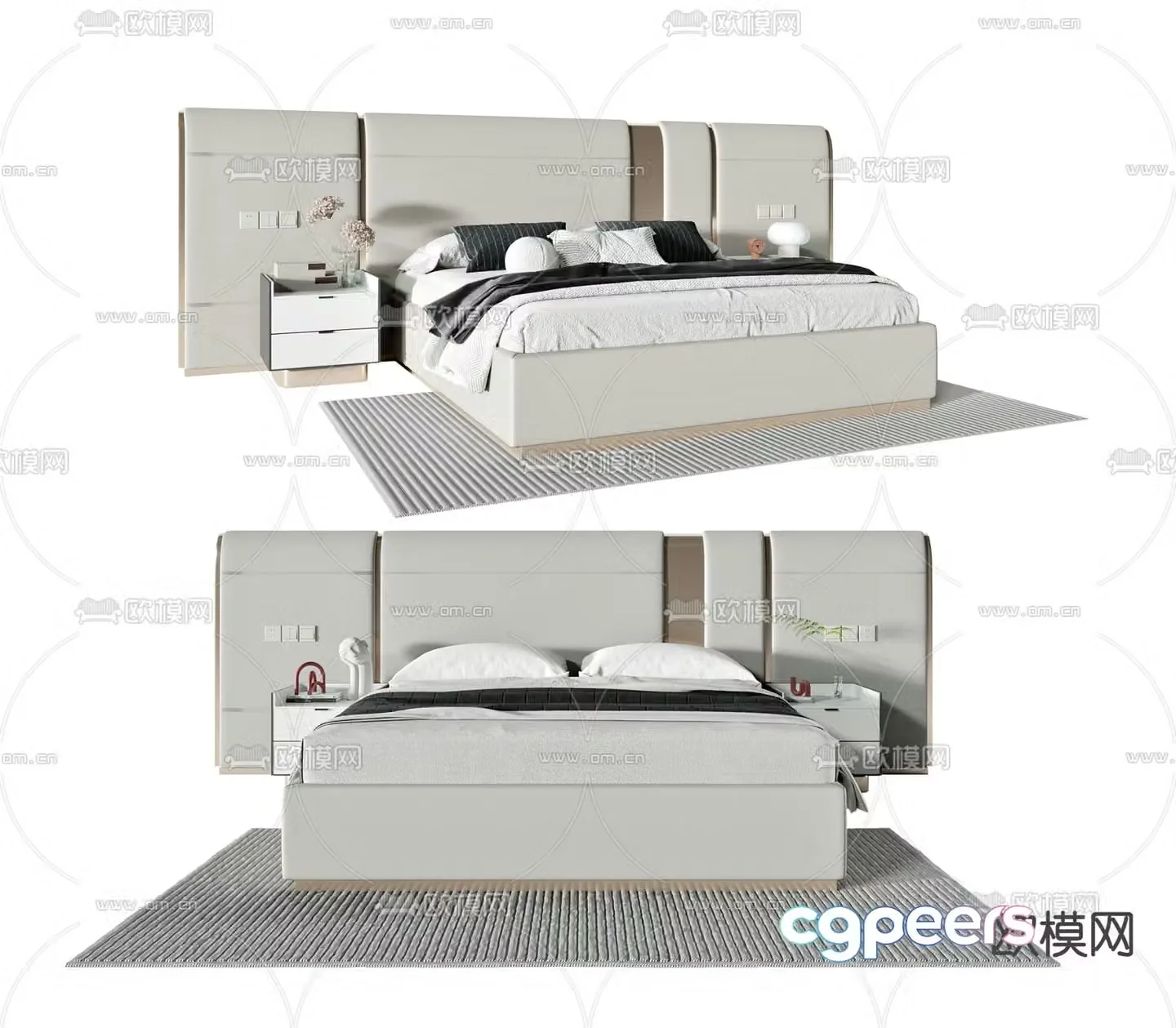 Modern double bed 3d model