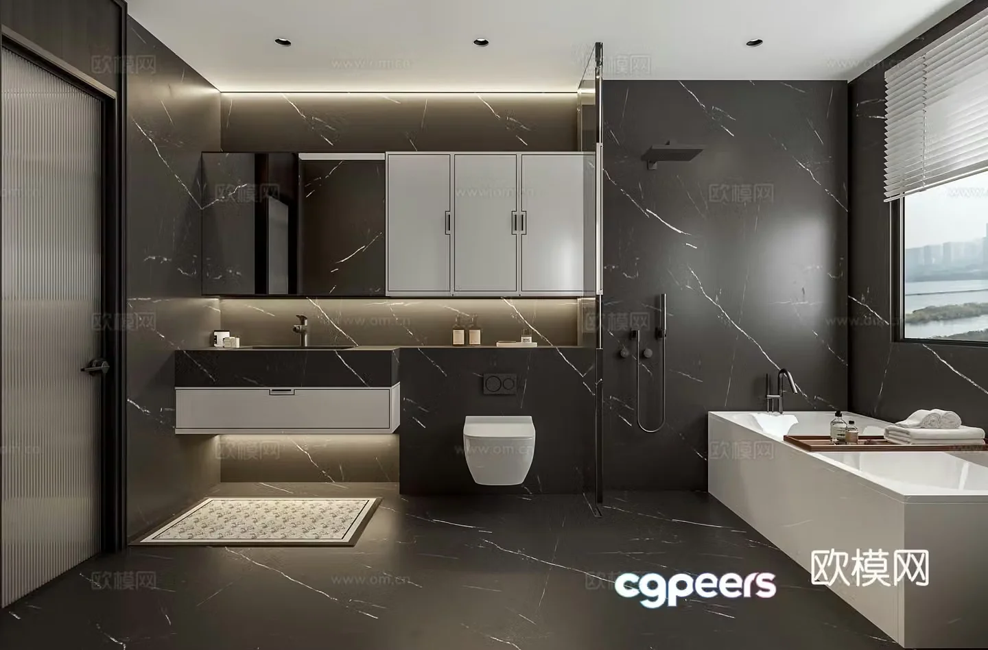Advanced gray bathroom bathroom master bathroom 3d model