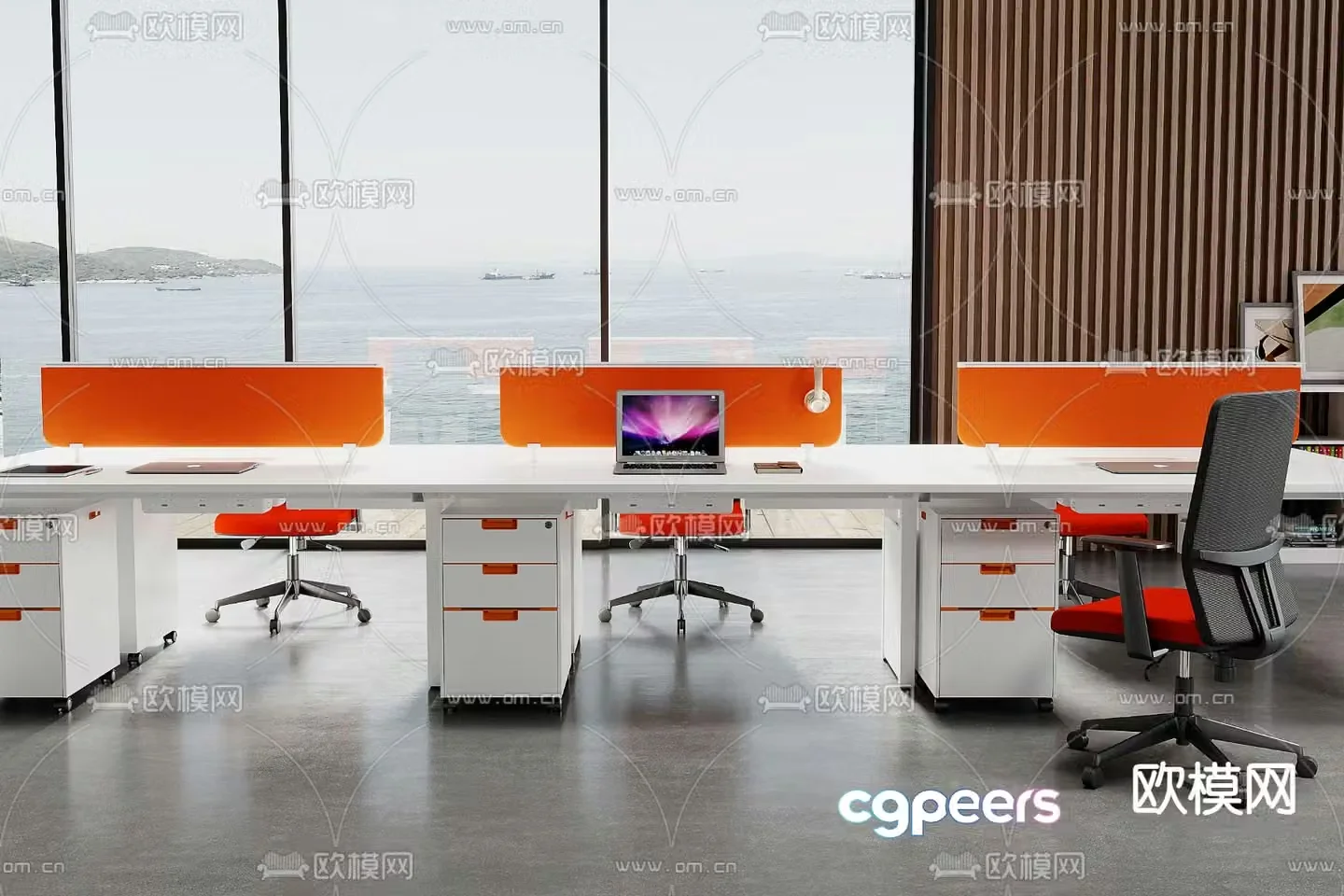 Card space desk work station post 3d model