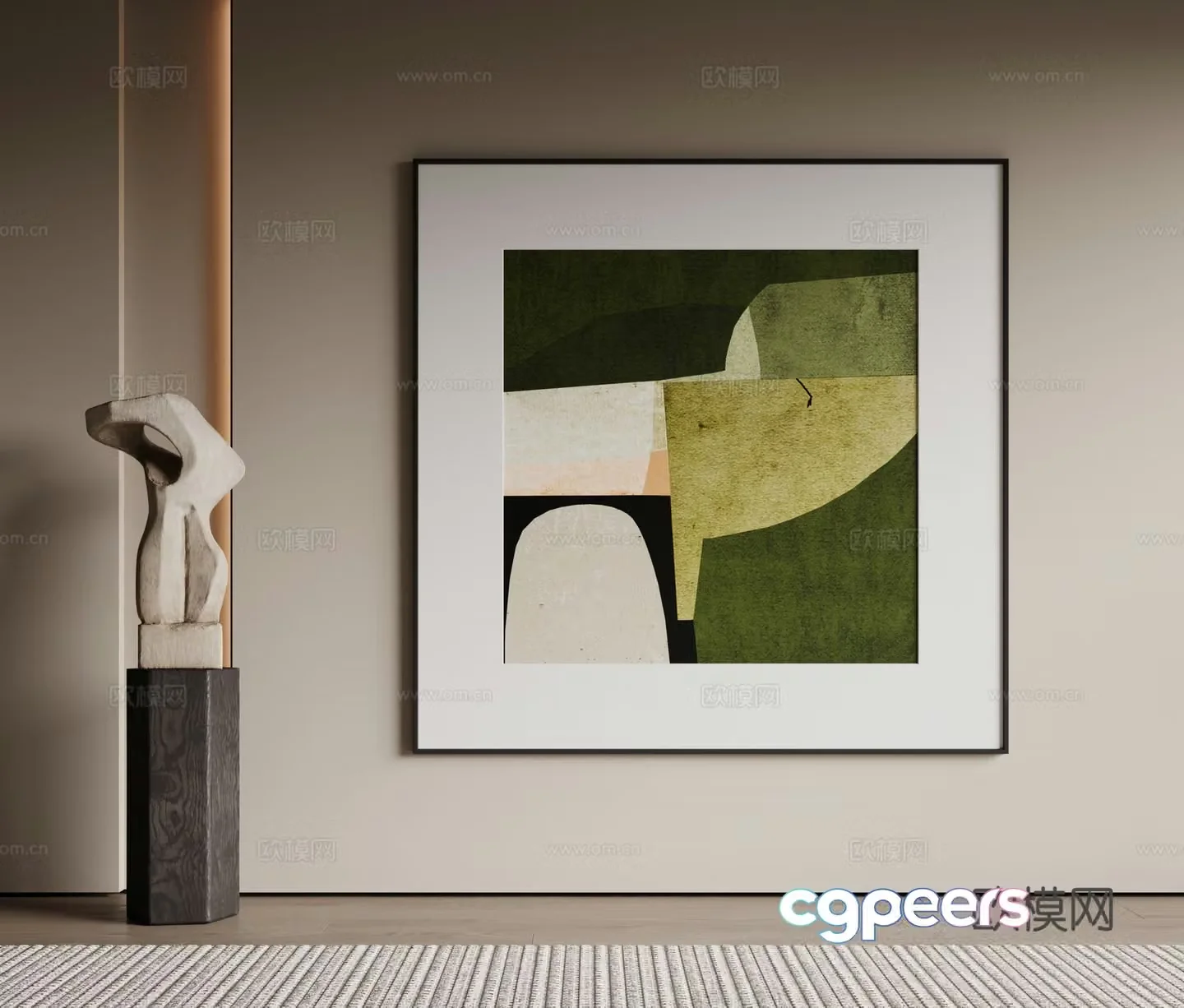 Modern minimalist decorative paintings Waviva medieval style hanging paintings cream style decoration paintings Italian style hanging paintings black and white 3D model