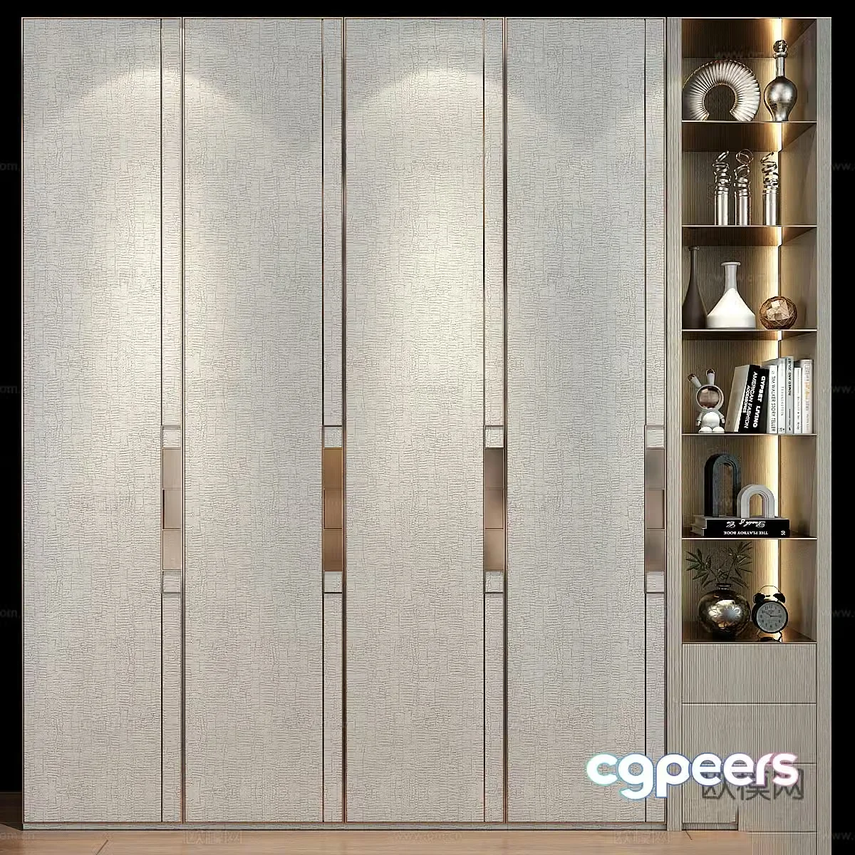 New Chinese style light luxury wardrobe 3D model