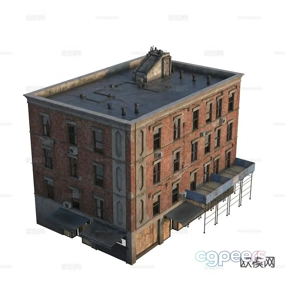 American residential building Western architecture New York building exterior 3d model