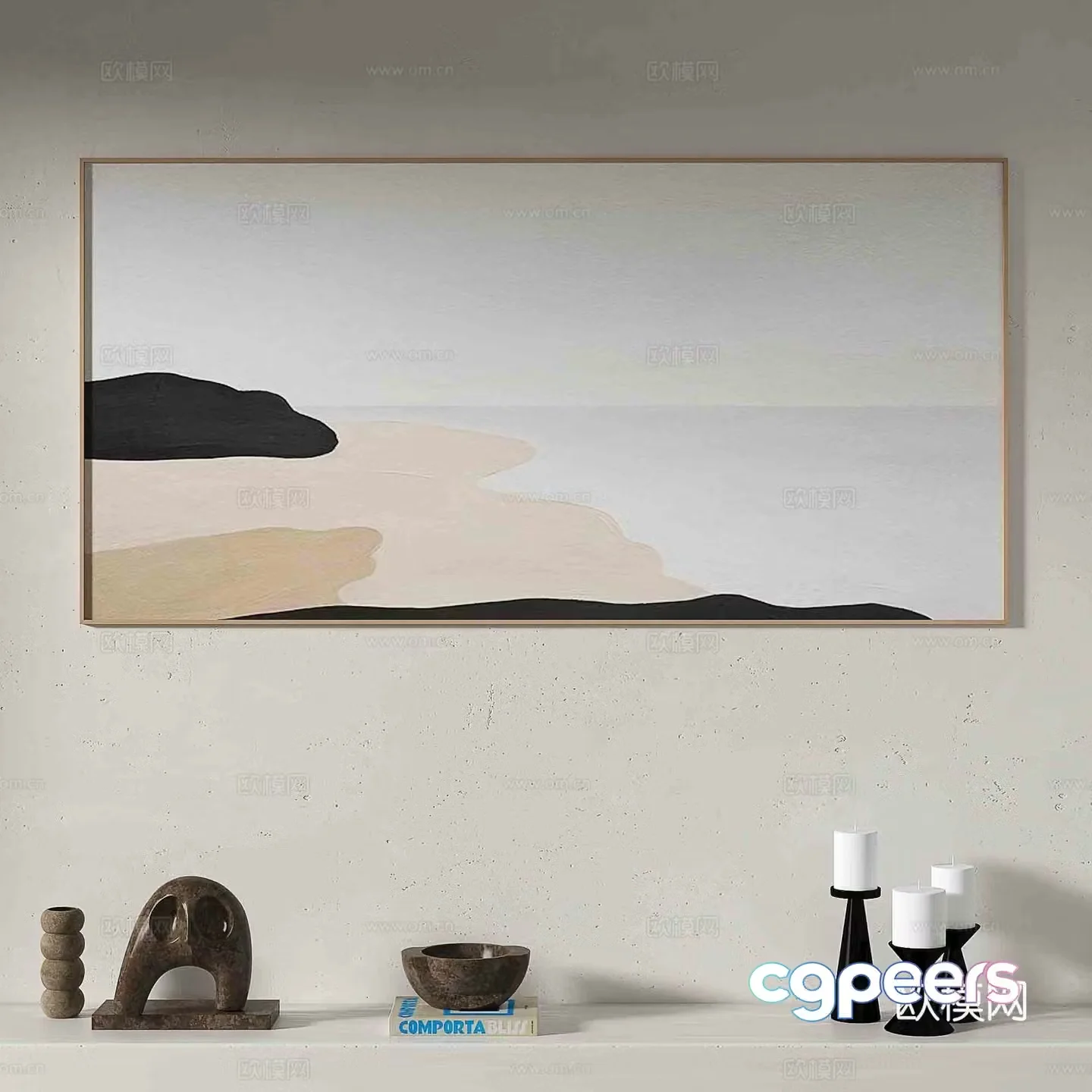 Modern oil painting decorative painting 3d model