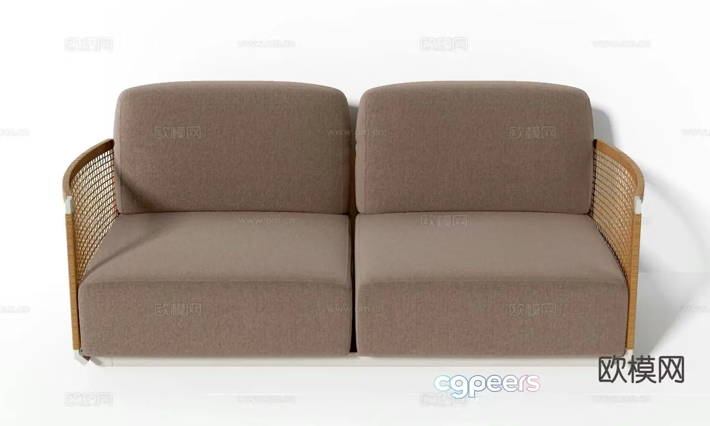Rattan double sofa 3d model