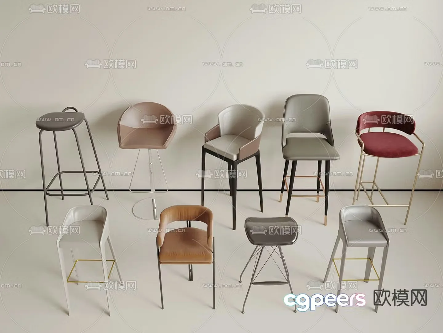 Dining chair bar chair 3d model