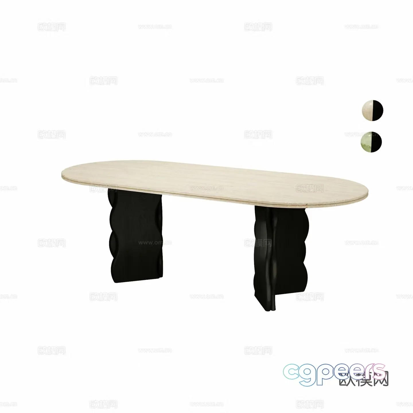Leisure colorful long table medieval style long dining table 3D model