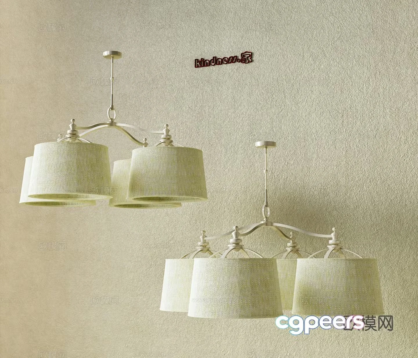 Log wind chandelier 3d model