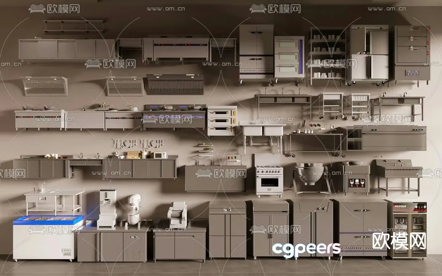 Central kitchen kitchen equipment console 3D model