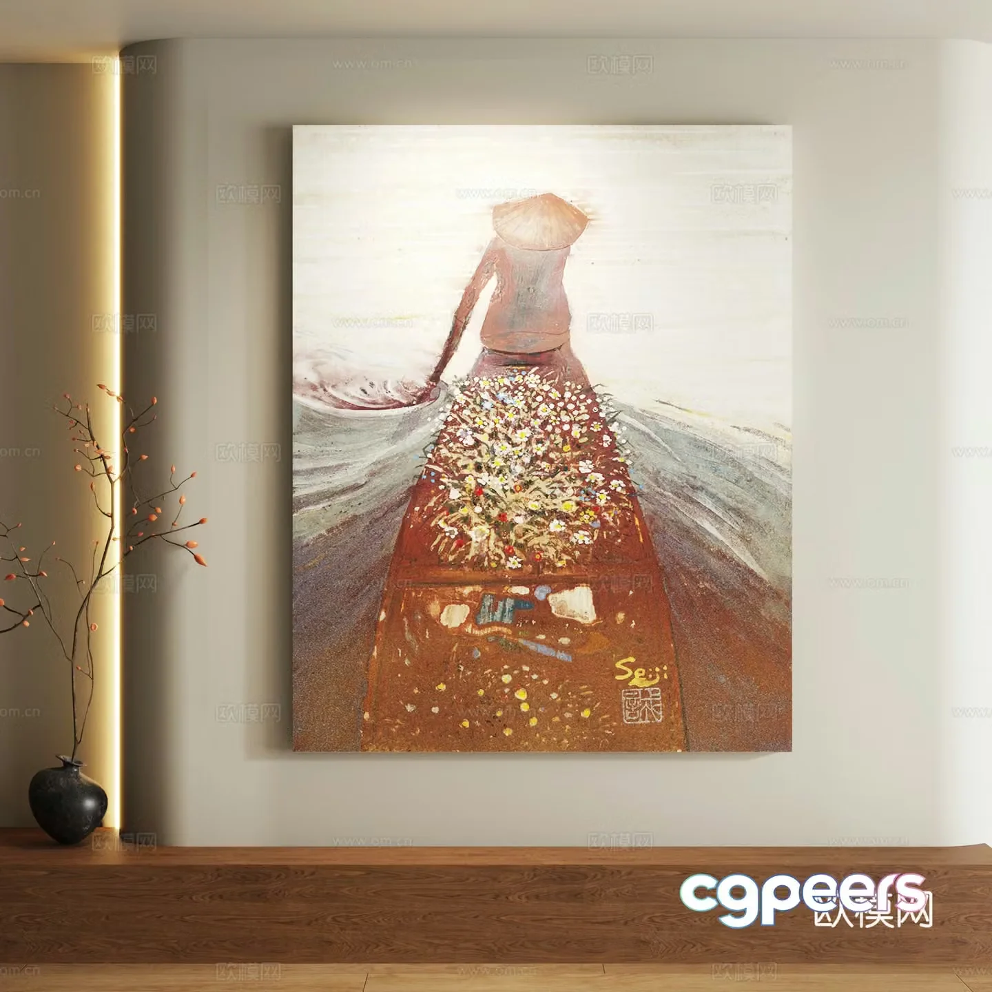 Modern abstract decorative painting 3d model