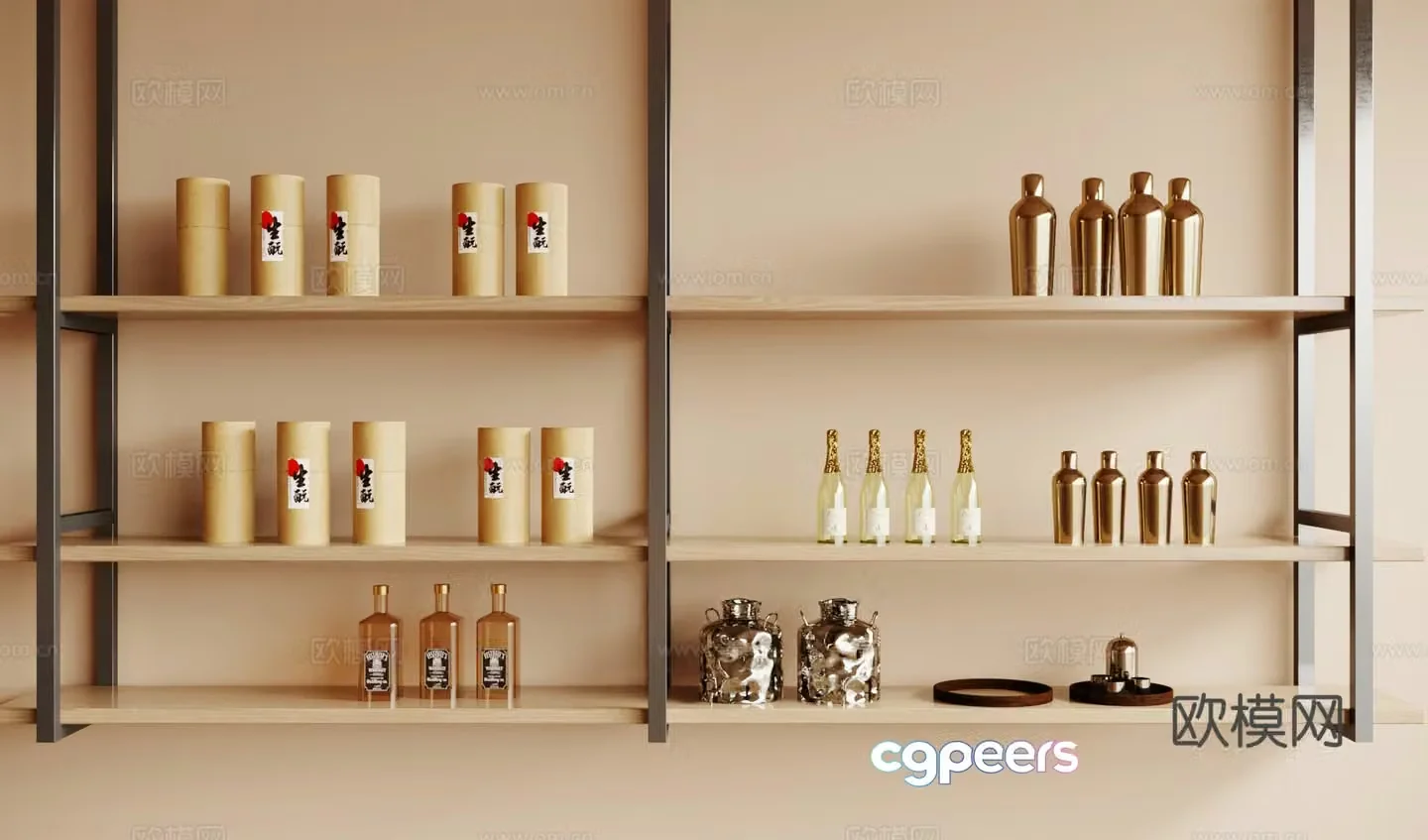Japanese wine rack wine rack 3d model