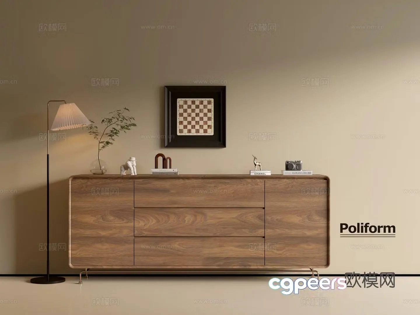 Modern wood grain cabinet ins wind minimalist wind cabinet whole cabinet sideboard balcony cabinet storage 3D model
