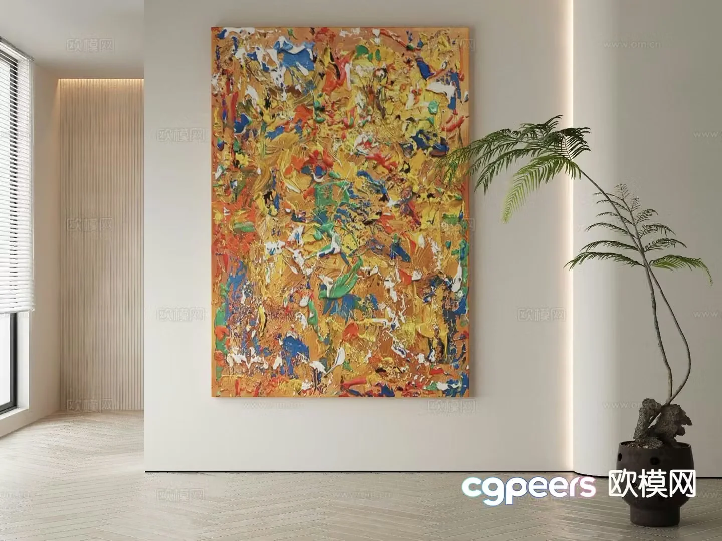 Modern texture painting decorative painting 3d model