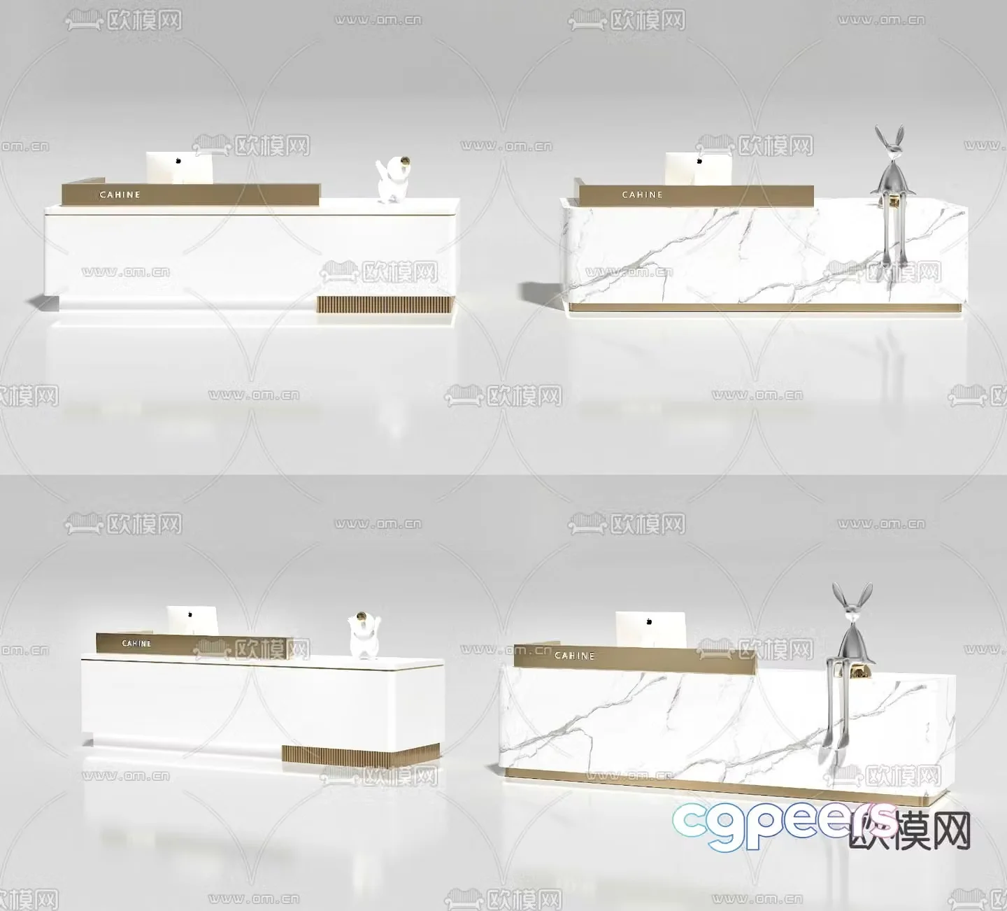 Front desk reception desk service desk 3d model
