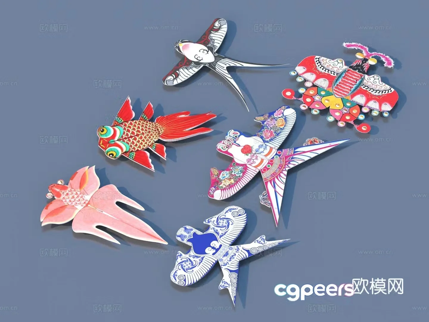 Kite toys ornaments decorative 3d model