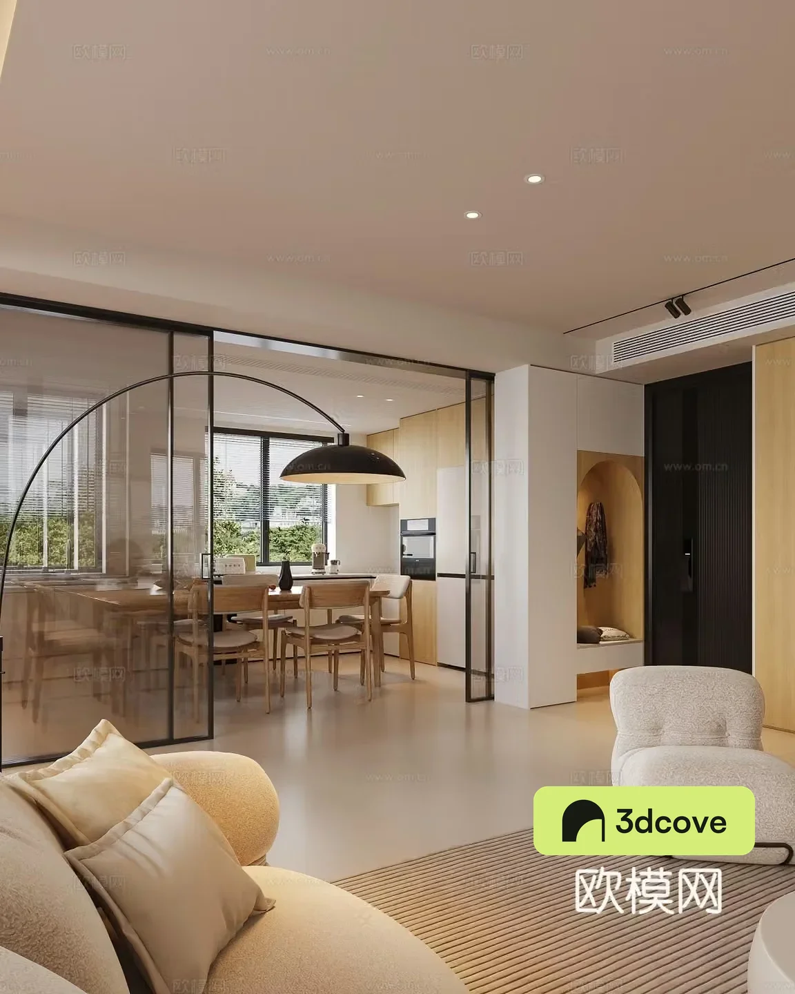 Modern living and dining room