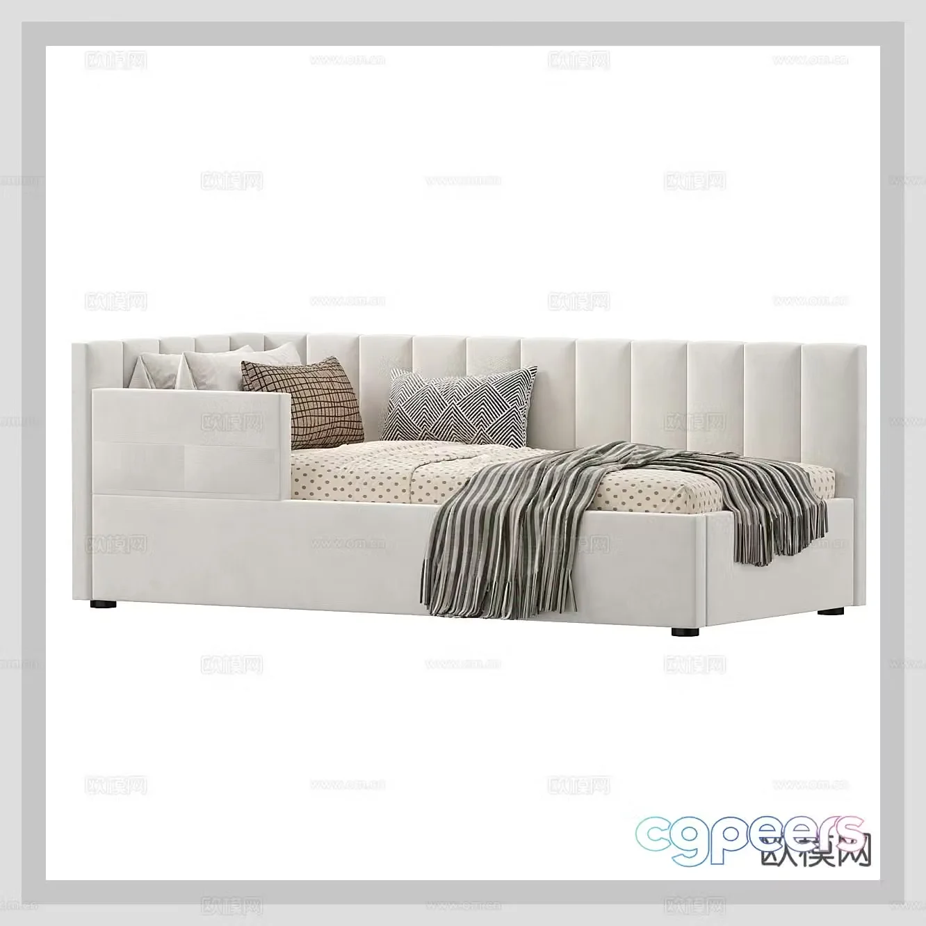 Modern children’s bed children’s bed boy’s bed girl’s bed single bed bedding milky white kid 3d model