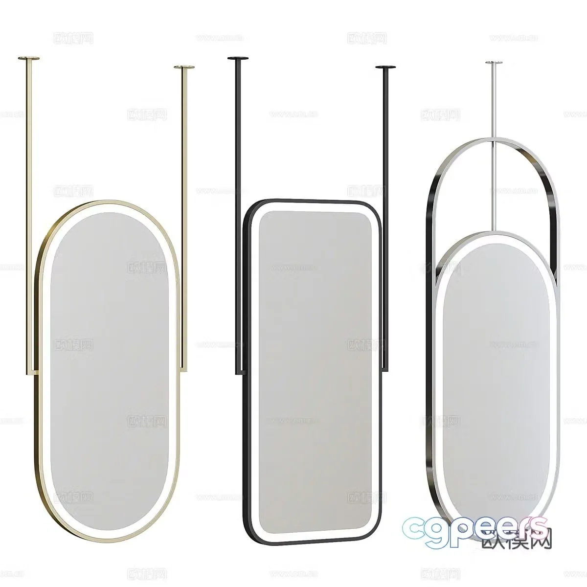Modern Italian light luxury decorative mirror hanging mirror 3D model