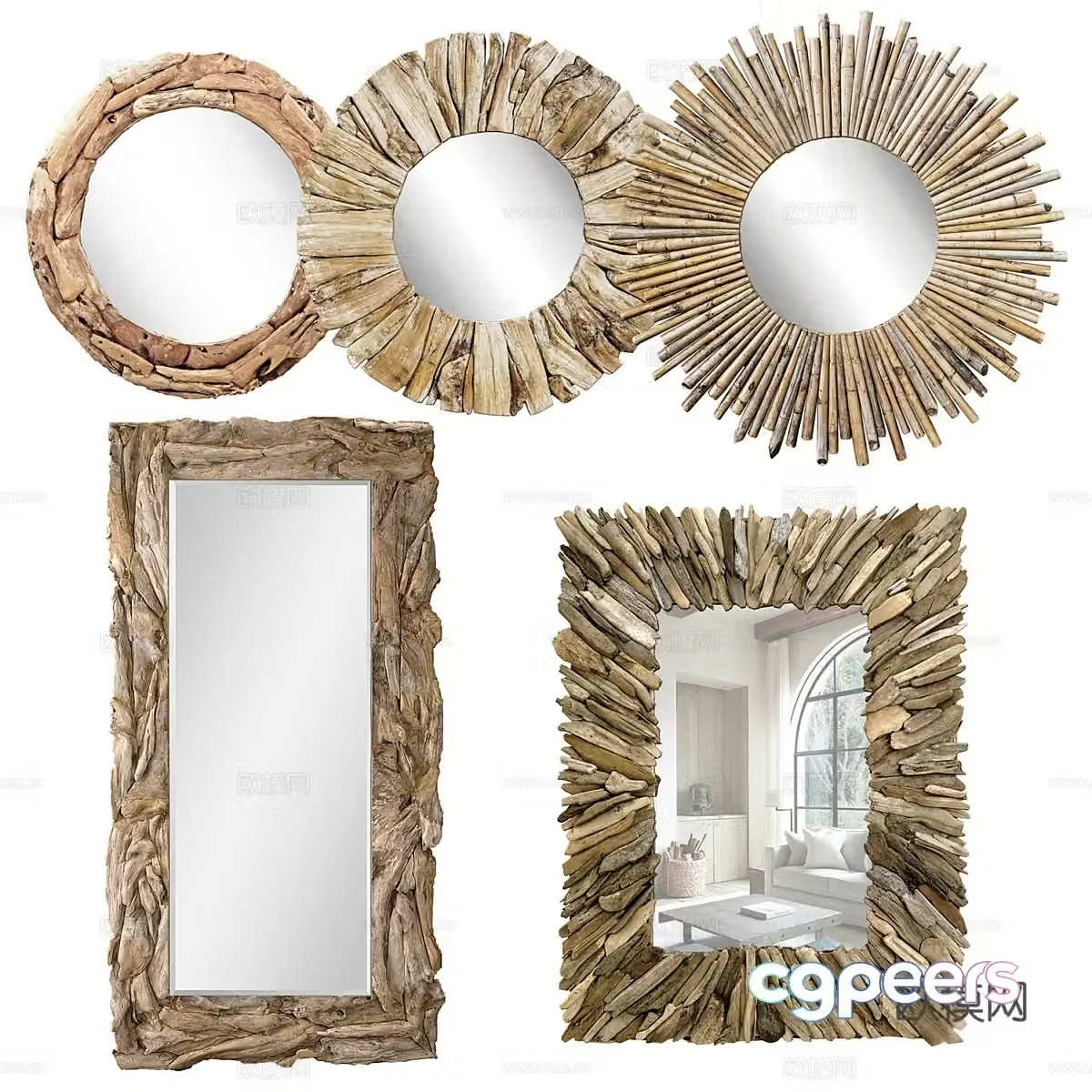 Wasabi decorative mirror hanging mirror 3d model