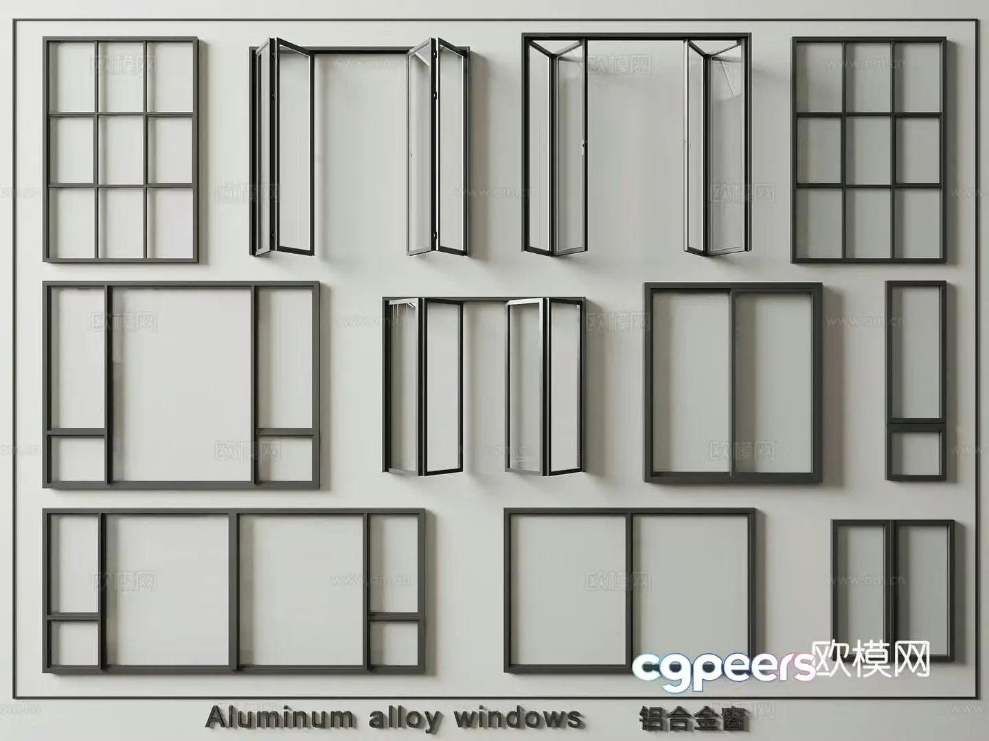 Modern glass casement window sliding window folding window 3d model