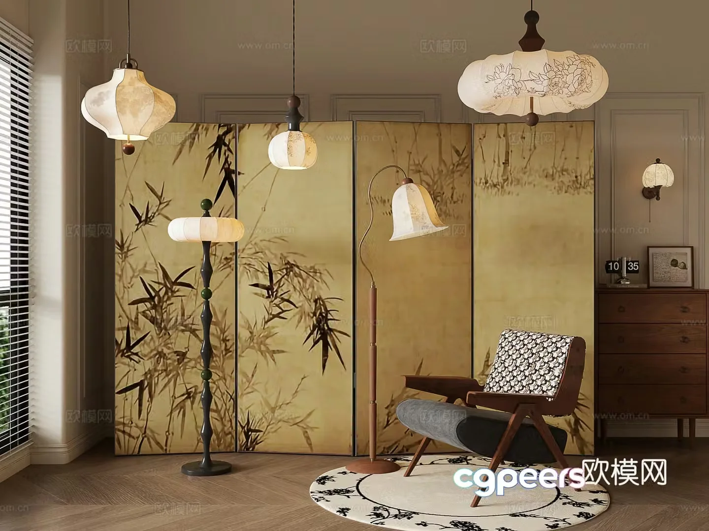 French medieval style chandelier 3d model