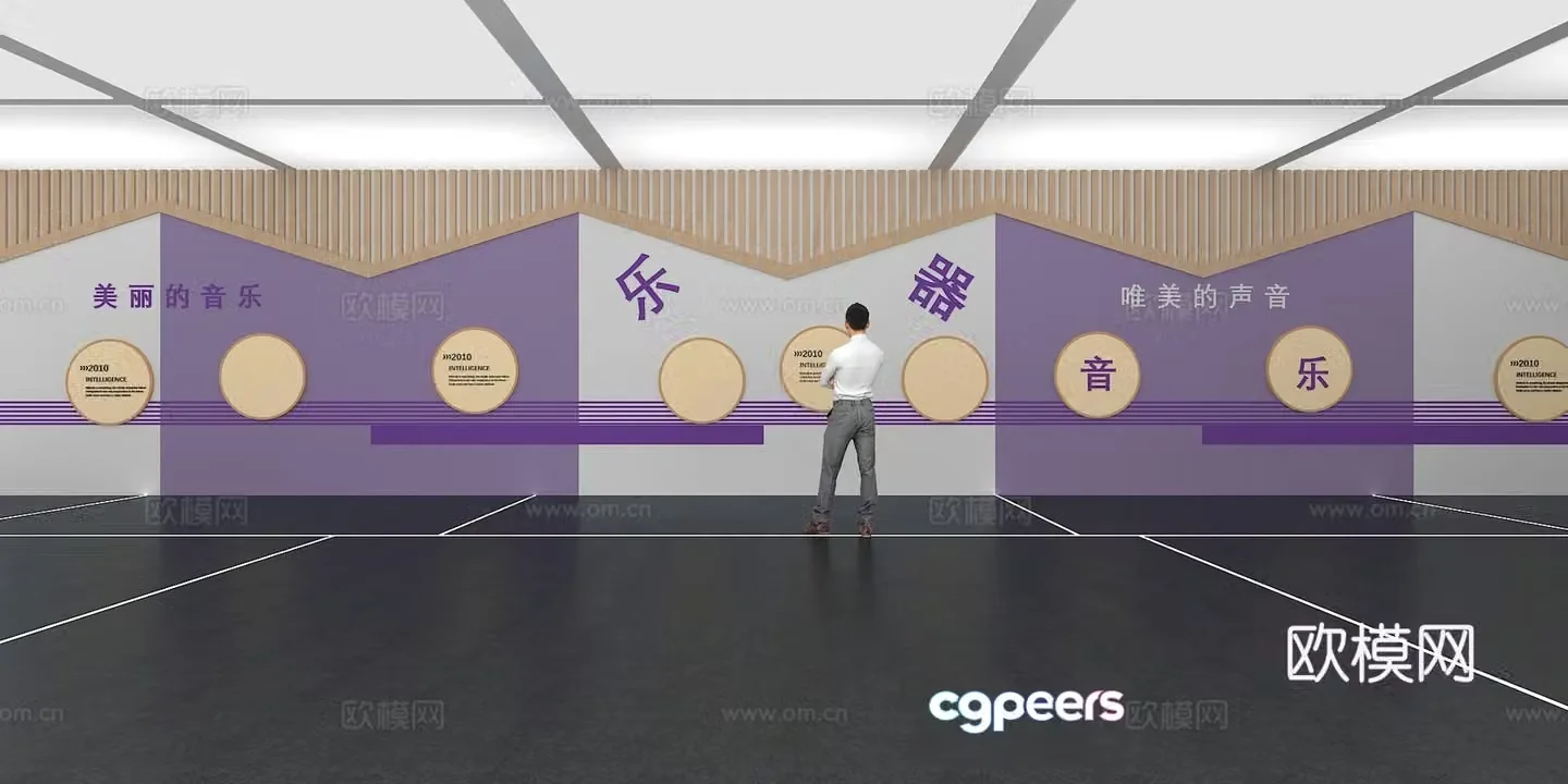 Cultural wall Music culture wall Display wall Classroom Exhibition hall Campus culture Corridor Teaching 3D model