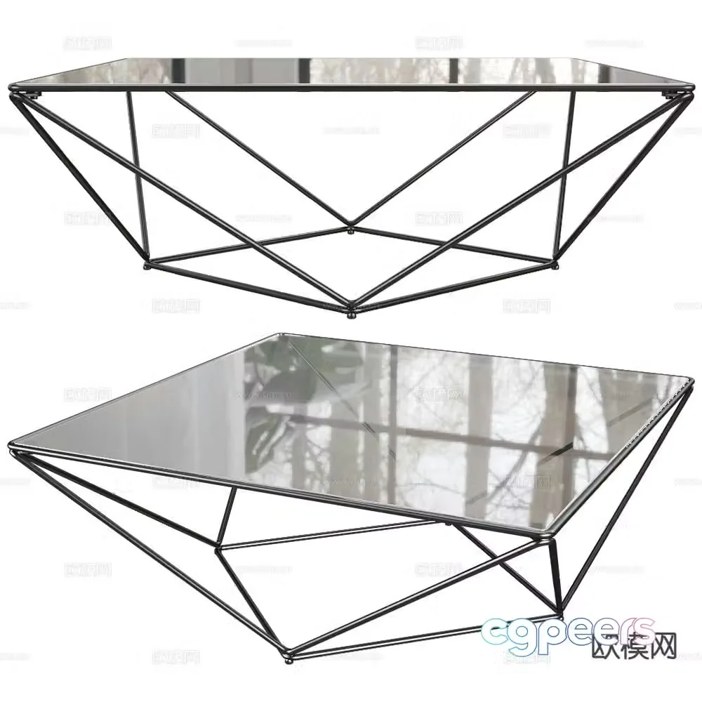 Prostoria square coffee table glass coffee table 3d model