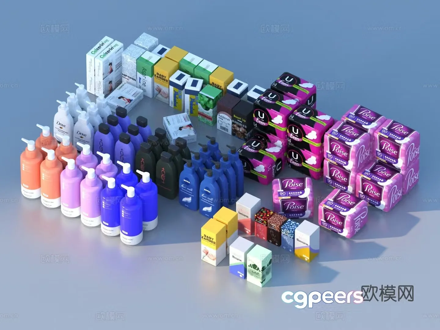 Cosmetics Pill Boxes Supermarket Products Daily necessities 3D Model