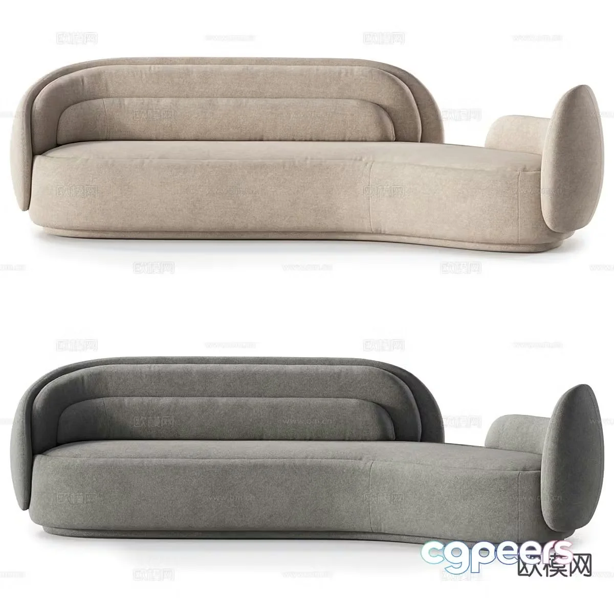 Modern curved sofa multi-person sofa 3d model