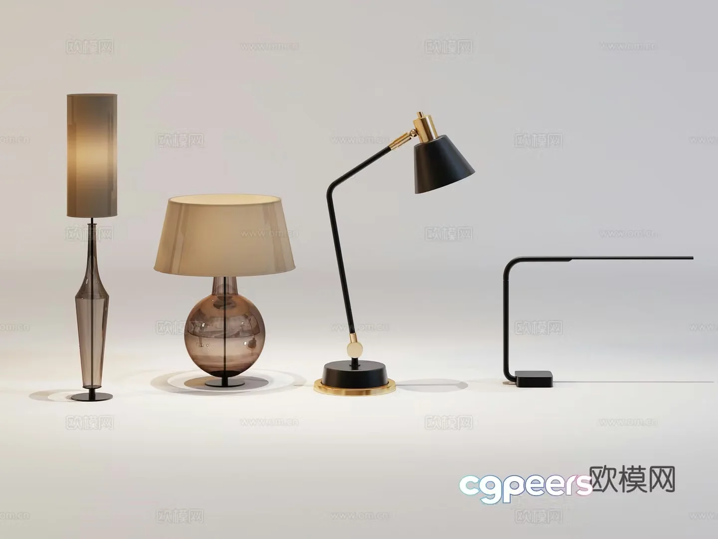 Modern desk lamp combination crystal desk lamp simple desk lamp 3D model