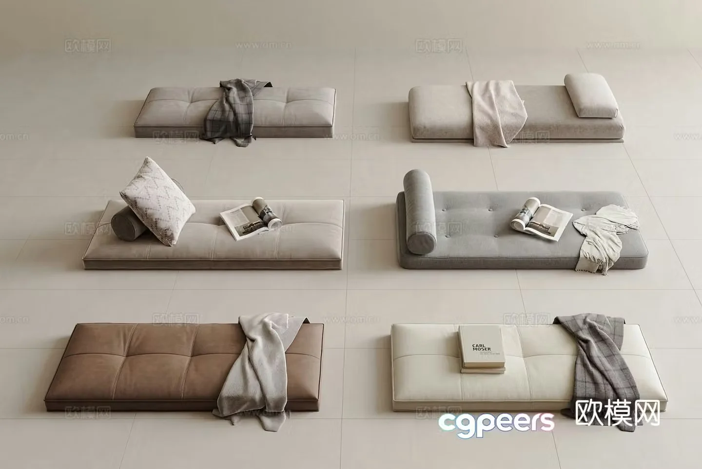 Cushions seat cushions bay window mats tatami sitting 3d models