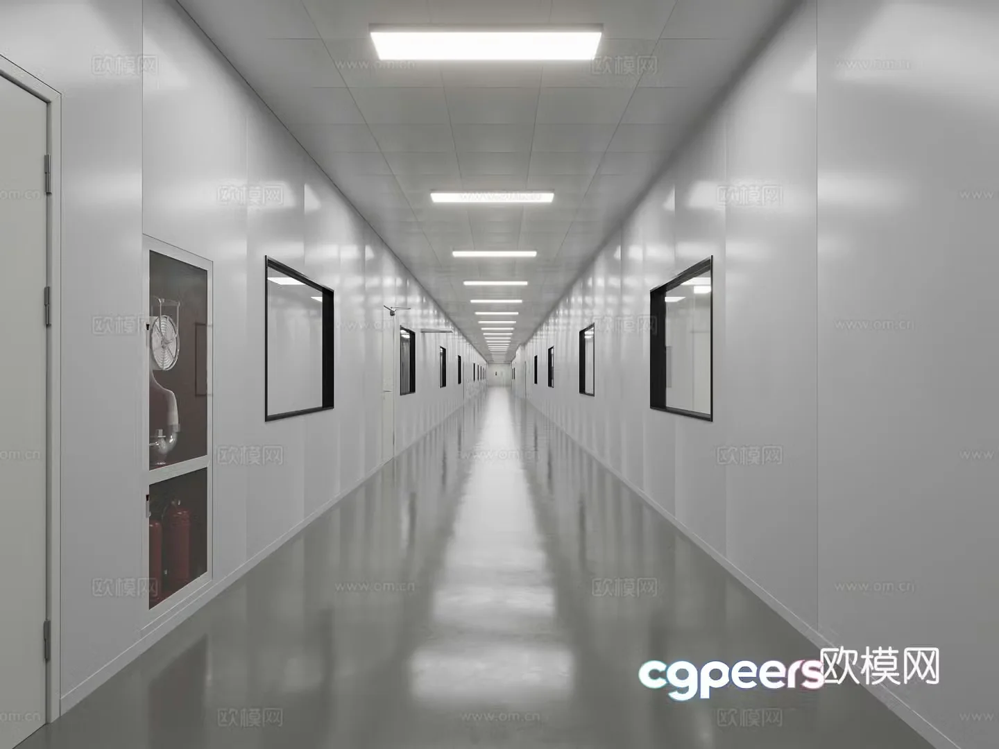 Modern factory workshop corridor 3D model