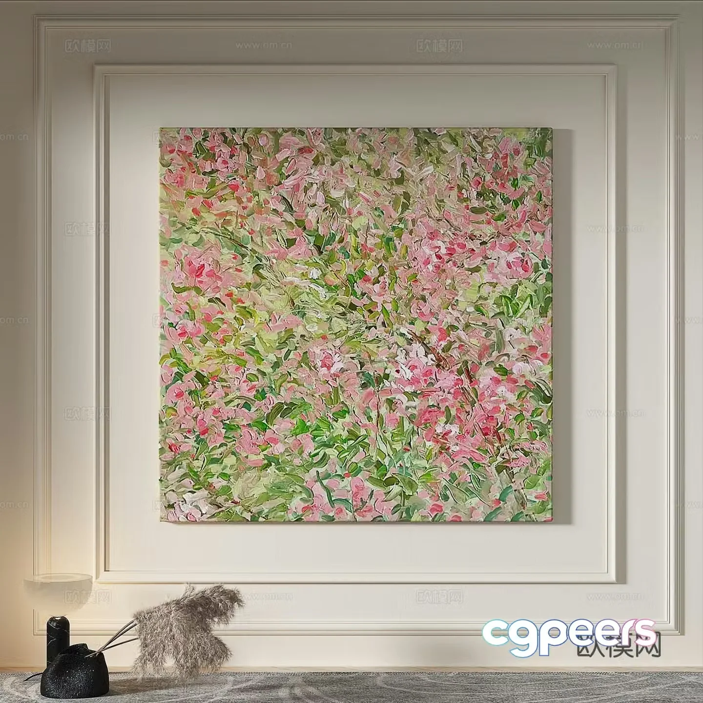 Modern creamy style texture light luxury wasabi simple decorative painting 3d model