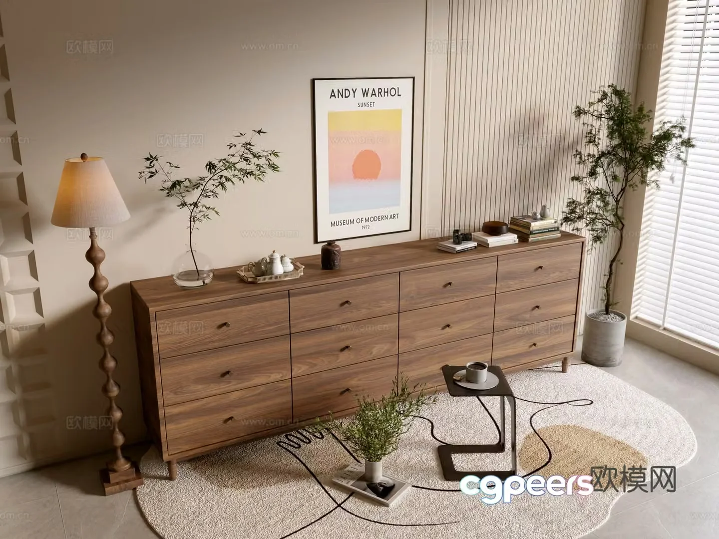 Modern wood grain cabinet minimalist wind cabinet whole cabinet sideboard cabinet balcony cabinet storage cabinet 3d model