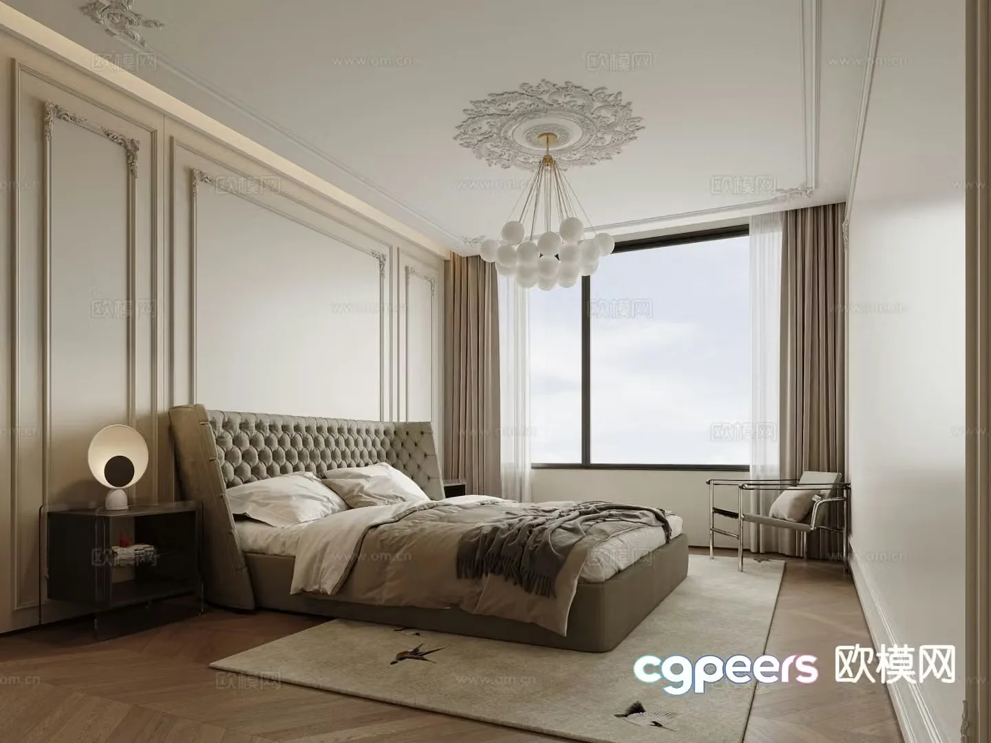 Simple European bedroom master bedroom 3d model