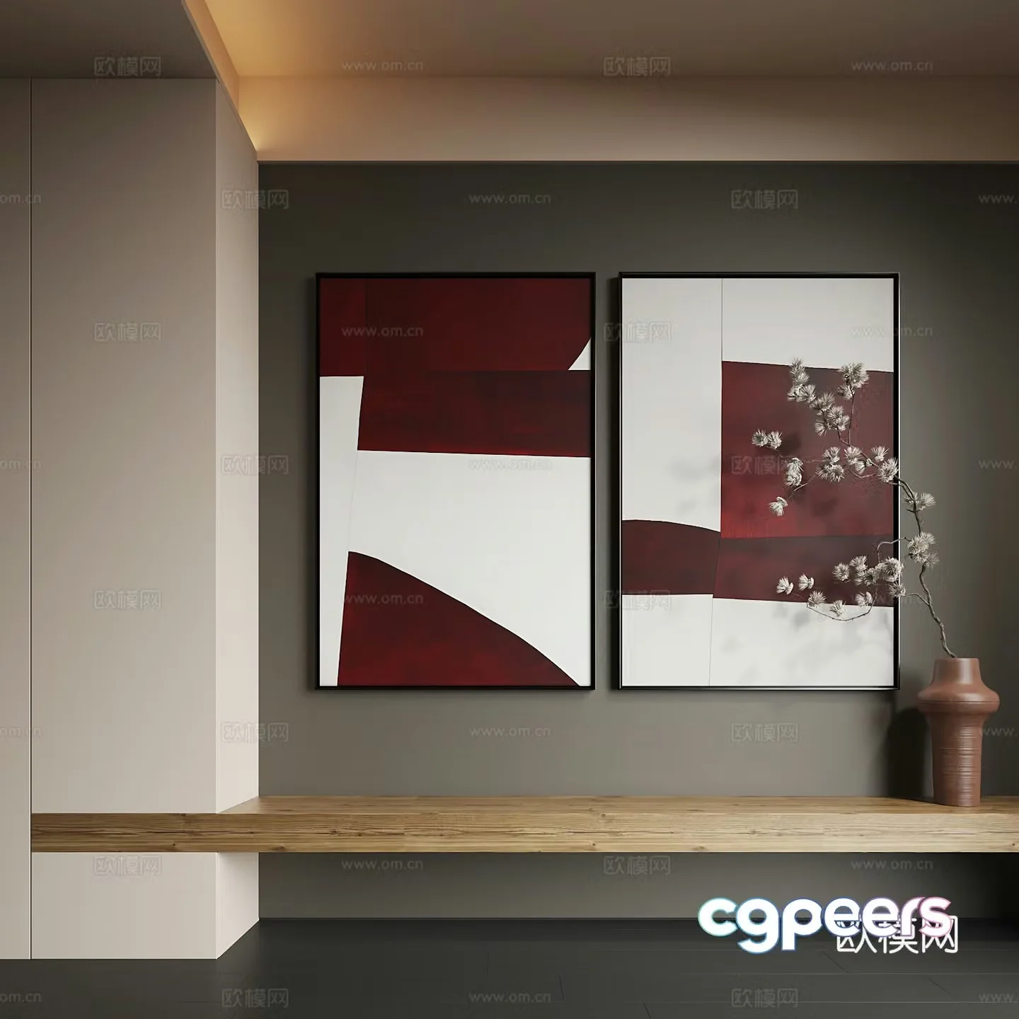 Modern hanging paintings Modern abstract hanging paintings Modern combination paintings Modern minimalist 3D model