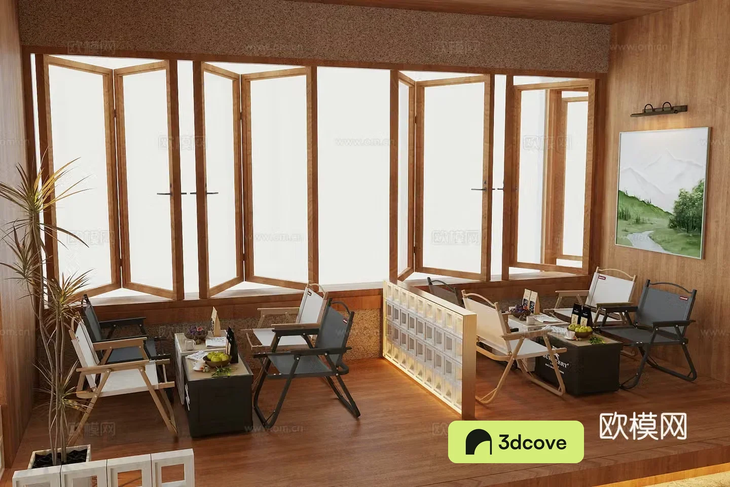Log wood style milk tea shop dessert shop