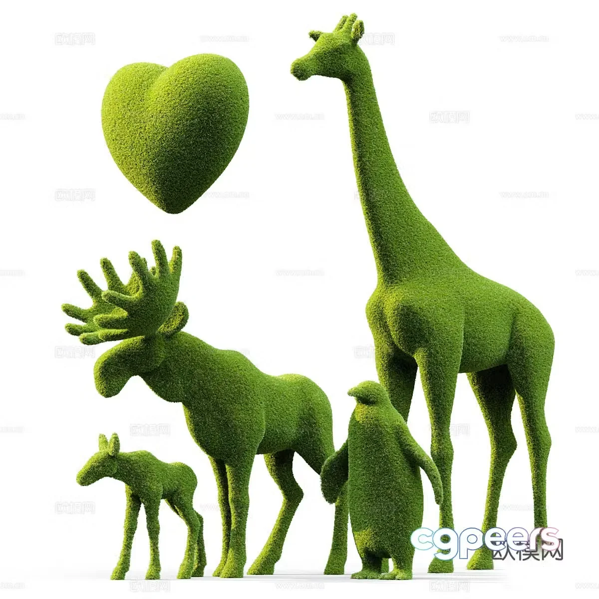 Giraffe shrub animal shrub 3d model