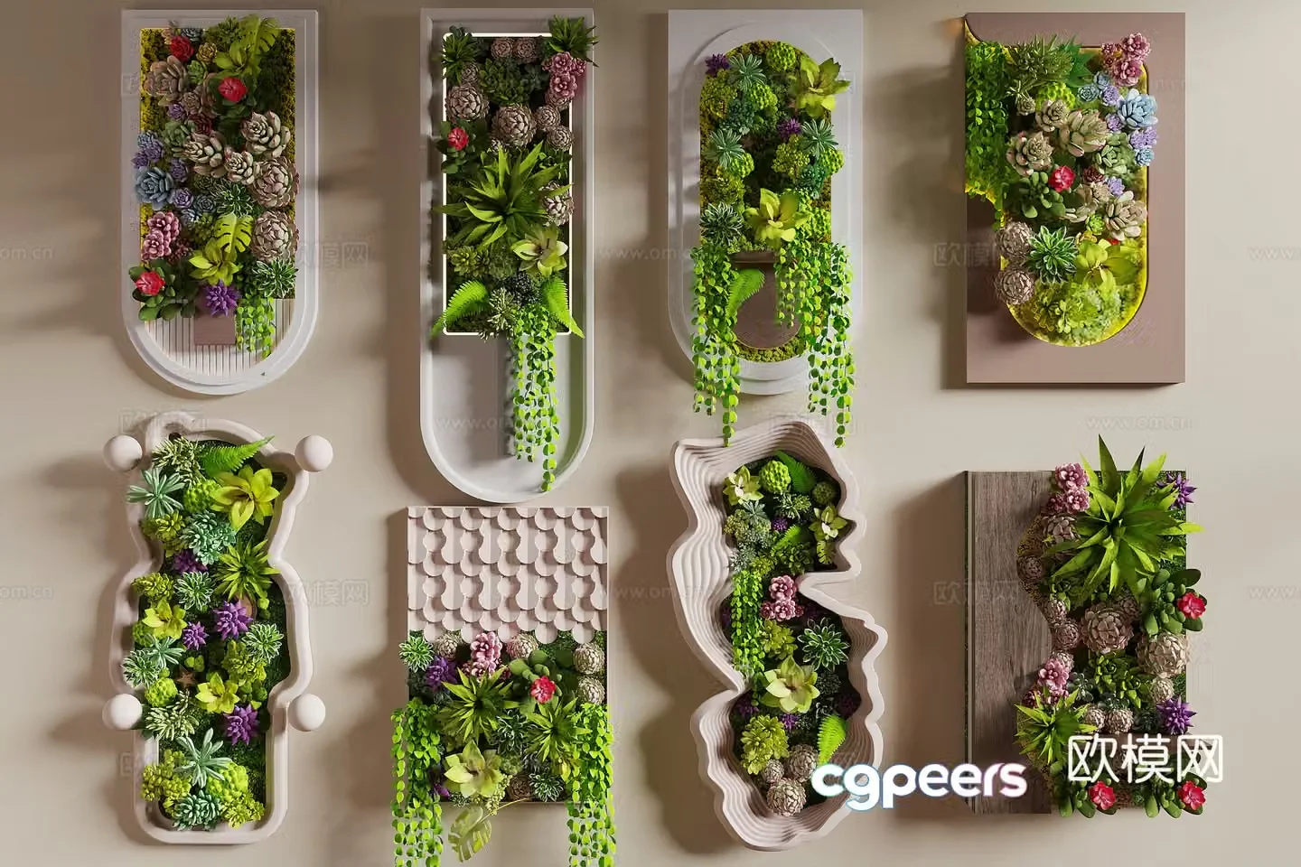 Modern plant wall decoration pendant 3D model