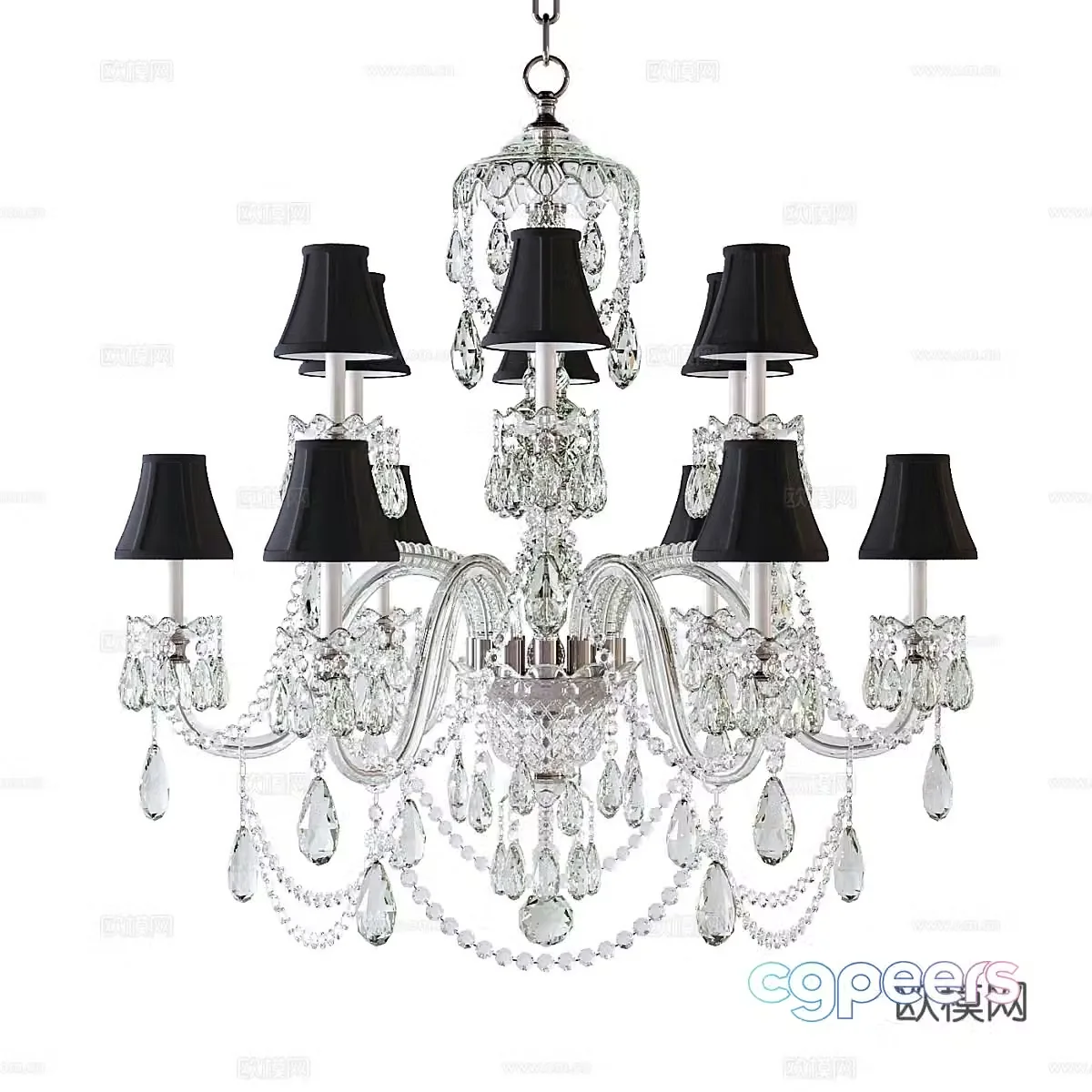 European French decorative chandelier 3D model