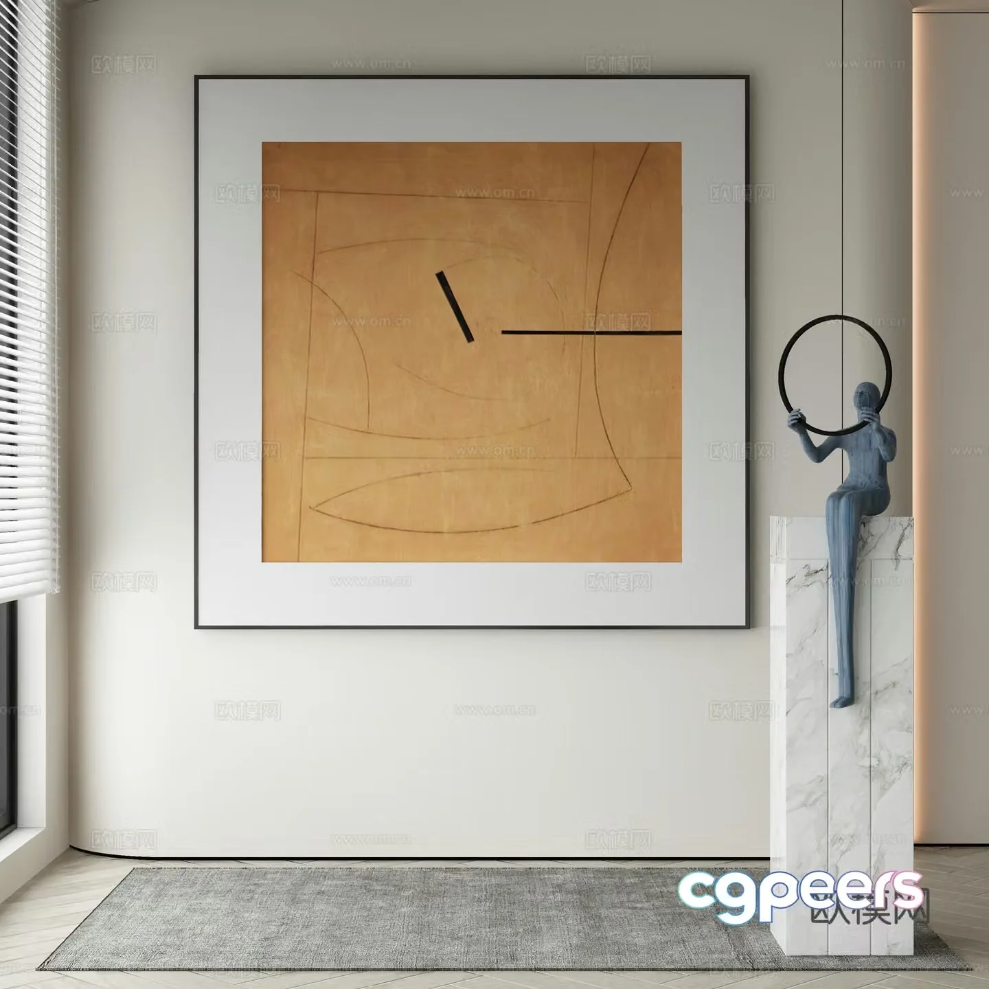 Modern Wasabi abstract painting 3d model