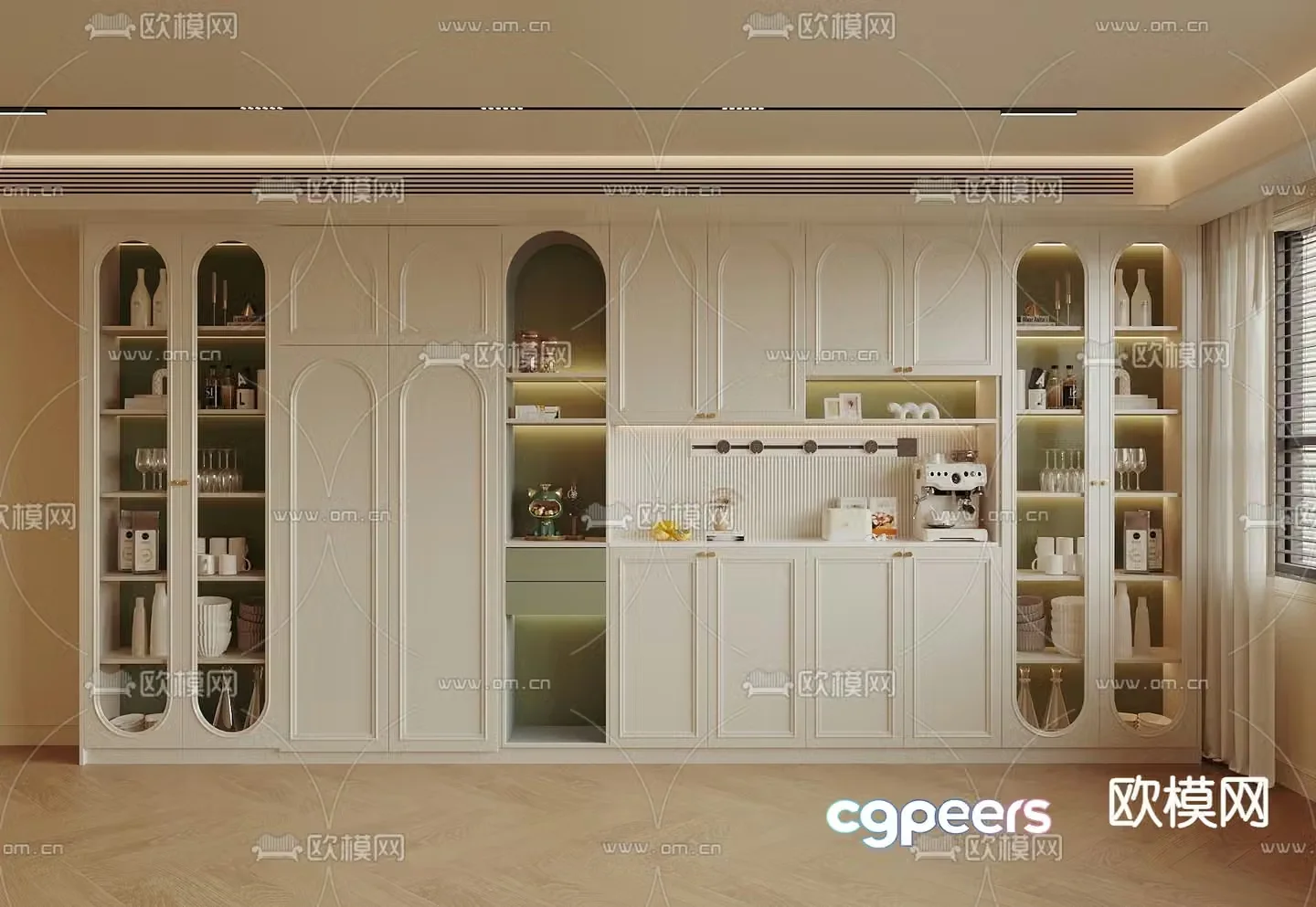 French sideboard wine cabinet 3d model