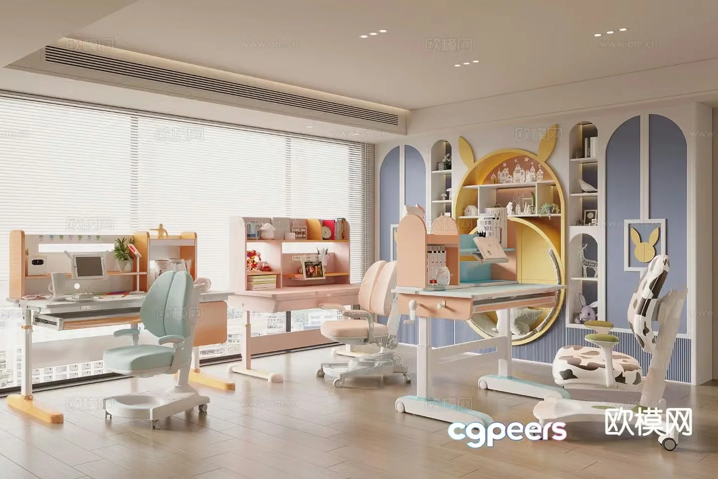 Modern children’s desk and chair writing desk study desk and chair 3D model