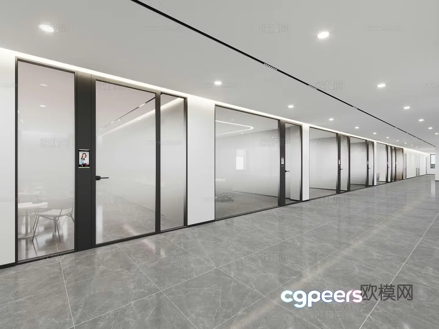 Glass partition gradient film 3D model