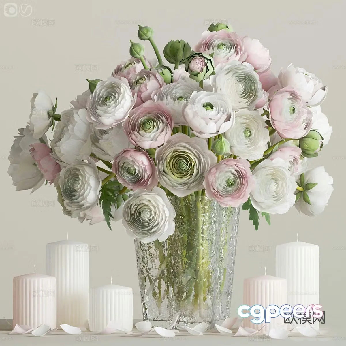 Modern vase flower art 3d model