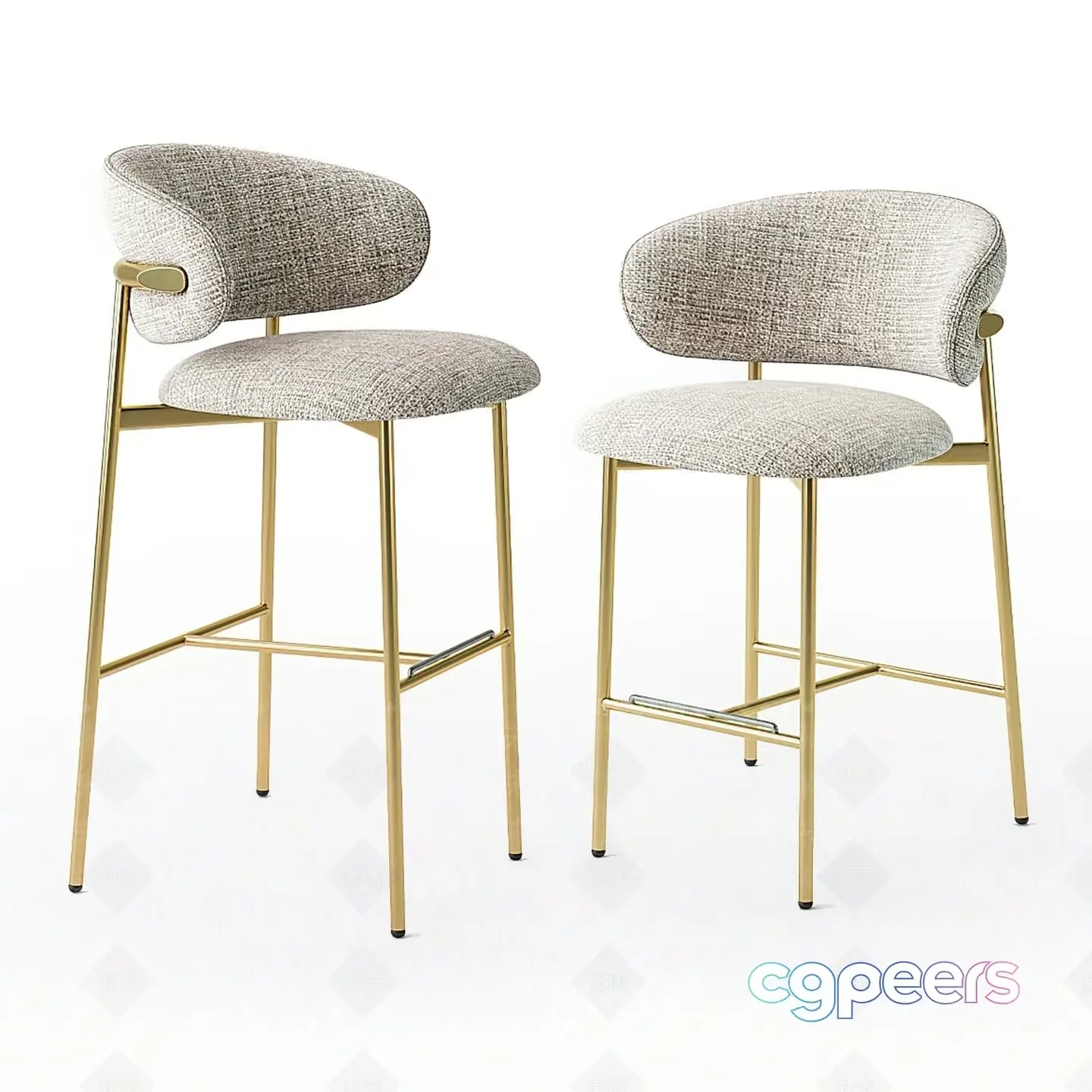 Modern Bar Stools With Gold Legs 3D Model – 19807 – VRAY Render